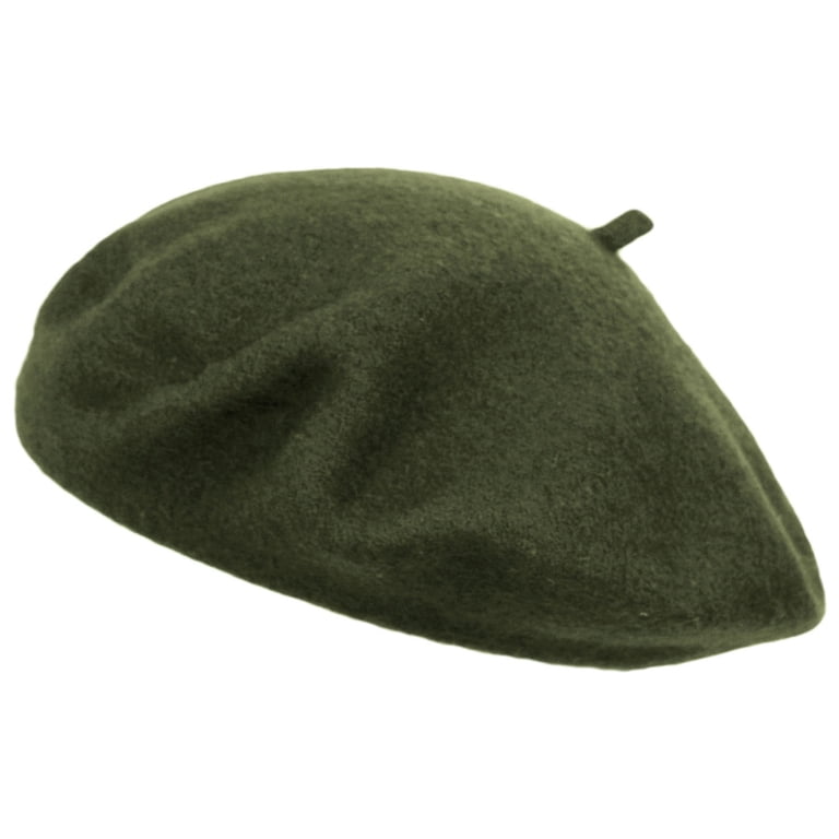 Khaki Olive Green Tweed Texture Beret Military Green Wool Beret, Women main image 4
