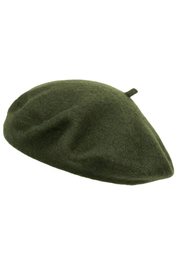Wool Fashion Beret - ONE SIZE FITS MOST - Olive Green