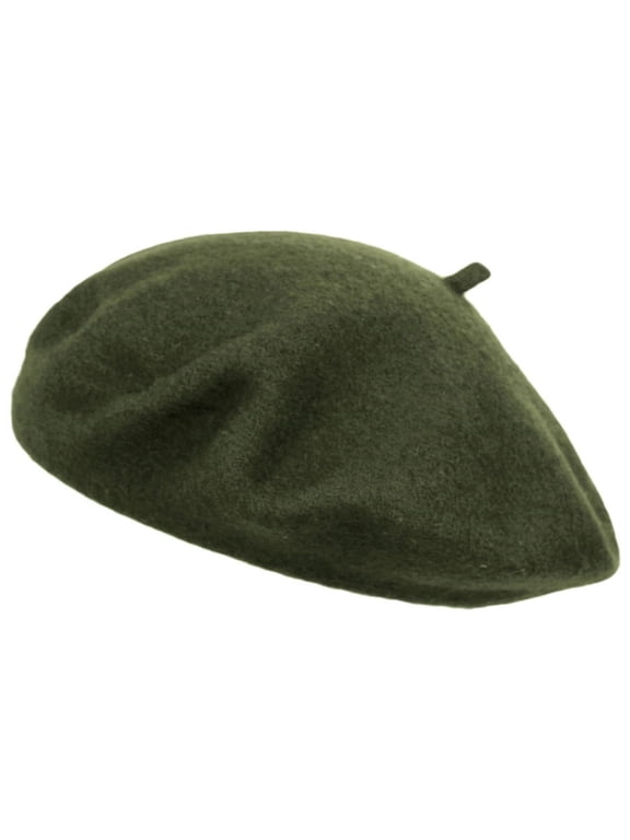 Wool Fashion Beret - ONE SIZE FITS MOST - Olive Green