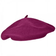 Village Hat Shop Wool Fashion Beret Small Tonal Tassel Versatile Wear Unisex 100% Wool Raspberry