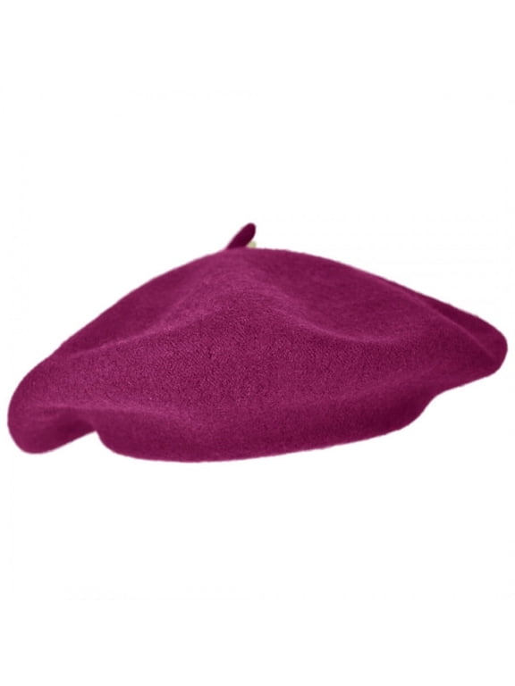 Wool Fashion Beret Small Tonal Tassel Versatile Wear Unisex 100% Wool Raspberry