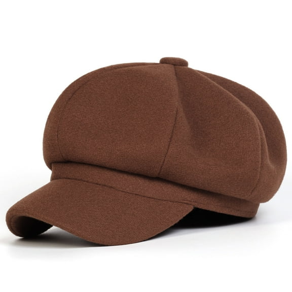 Wool Fashion Newsboy Hats for Women literary and artistic Winter Warm Pageboy Cabbie Cap Beret brown