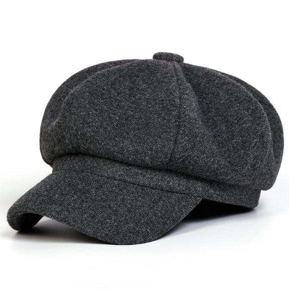 Wool Fashion Newsboy Hats for Women literary and artistic Winter Warm Pageboy Cabbie Cap Beret dark gray