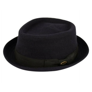 Wool Fedora Hat w/Grosgrain Band Diamond Shape Classic Pork Pie