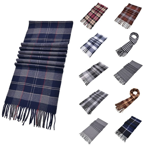 Wool Feel Tartan Scarf Soft Warm Lightweight Plaid Design for Men Women