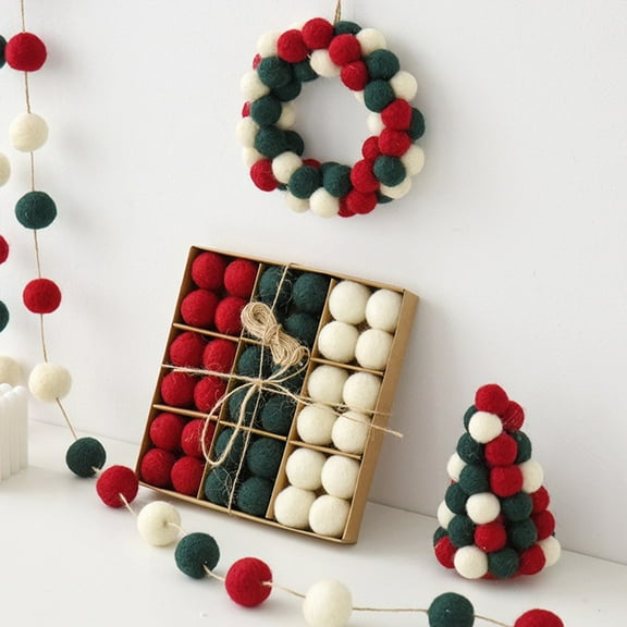Wool Felt Balls Christmas Tree Decorations, Holiday Ornament Balls for Indoor Arrangement and Mantel Display, Family Gathering Tabletop Decor, Felted Wool Balls for Seasonal Celebration and Akmoler