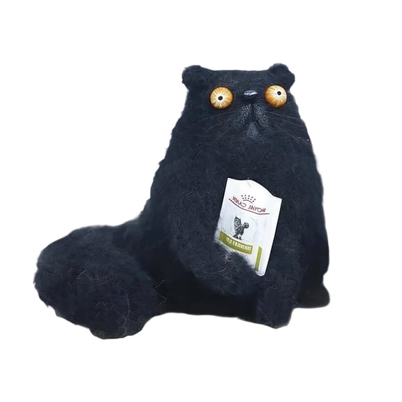 Wool Felt Cat Familiars – Quirky Handmade Needle-Felted Cat Sculpture, Wide-Eyed Whimsical Felt Companion, Cute Collectible Feline Ornament for Home Décor & Unique Gift Giving