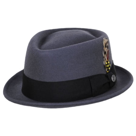 Wool Felt Diamond Crown Fedora Hat - Gray - S - Gray