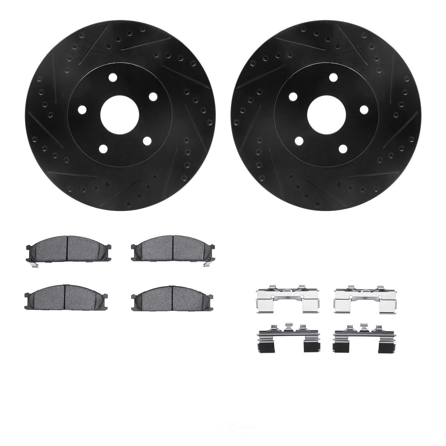 Dynamic Friction Company 8512-13052 DFC Rotors-Drilled and Slotted-Black with 5000 Advanced Brake