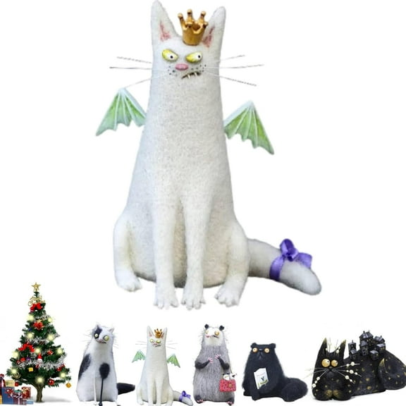 Wool Felt Familiars – Quirky Handmade Companions,Animal Figurine Desk Decor Soft Sculpture Unique Collectible Anxious Mother Opossum Big Eyed Mini Decor