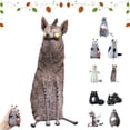 thumbnail image 1 of Wool Felt Familiars – Quirky Handmade Companions, Anxious Mother Opossum, Funny Black Cat Needle Felt Figurine, 4" Wool Cat Figurines Tabletop Decor, Cute Big-Eyed Panicked Weirdo Gift(Hyena), 1 of 7