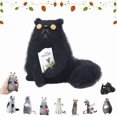 thumbnail image 1 of Wool Felt Familiars – Quirky Handmade Companions, Anxious Mother Opossum, Funny Black Cat Needle Felt Figurine, 4" Wool Cat Figurines Tabletop Decor, Cute Big-Eyed Panicked Weirdo Gift(Cat C), 1 of 7