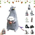thumbnail image 1 of Wool Felt Familiars – Quirky Handmade Companions, Anxious Mother Opossum, Funny Black Cat Needle Felt Figurine, 4" Wool Cat Figurines Tabletop Decor, Cute Big-Eyed Panicked Weirdo Gift(Berry Rat), 1 of 7