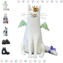 Wool Felt Familiars- Quirky Handmade Companions, Anxious Mother Opossum Handmade Wool Felt Big Big-Eyed Cat & Opossum Figurines, Unique Mini Animal Decor, Collectibles (C)