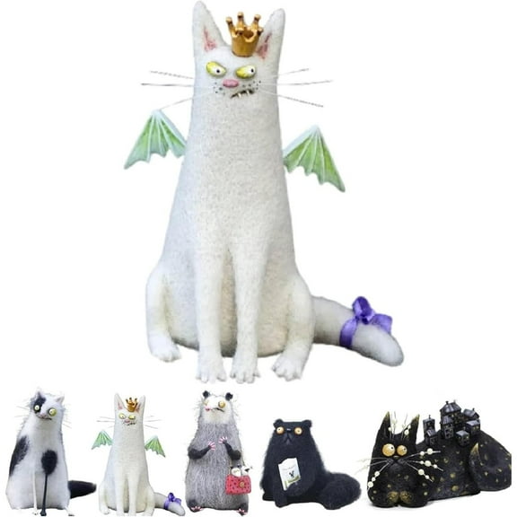 Wool Felt Familiars – Quirky Handmade Companions with Quirky Expression for Desk, Shelf and Home Décor, Small Collectible Craft Decoration, Soft & Lightweight for Home Décor, Collectibles (C)
