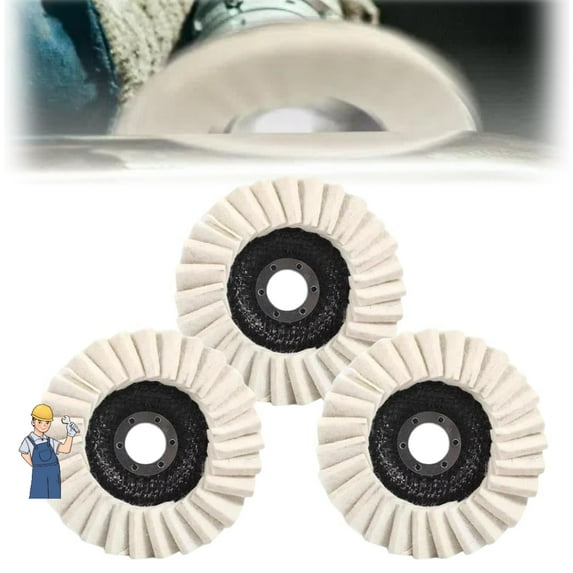 Wool Felt Flap Disc 4.5 Inch – 5 Pack 2025 New Polishing Wheel for Angle Grinder, Heavy-Duty Buffing Pad for Metal, Stone, Marble, Furniture, Car Wax & Surface Finishing (5 in, 3)