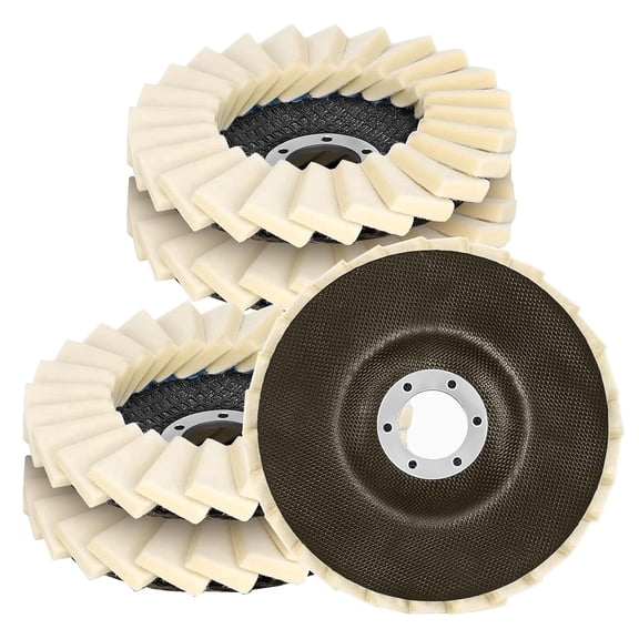 4-1/2" Wool Polishing Wheel for Angle Grinder, 5 Pack Felt Flap Disc with 7/8" Arbor, Buffing Wheel for Grinder for Metal, Aluminum & Stainless - Mirror Finish