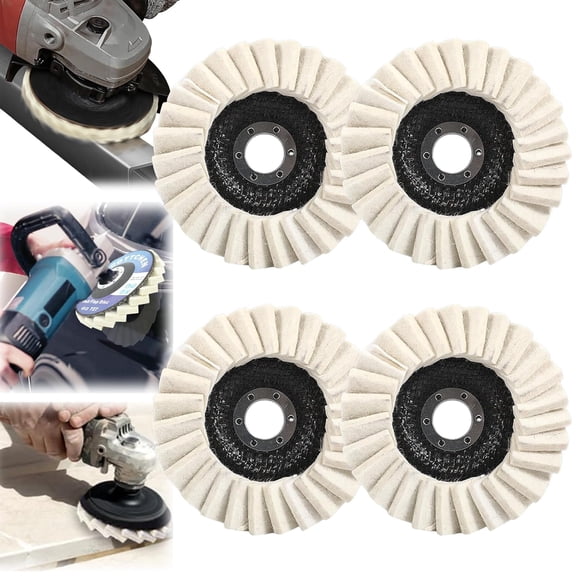 Wool Felt Flap Discs Polishing Wheel, Wool Felt Flap Polishing Disc, Wool Buffing Wheel for Metal, Marble Stone, Furniture Car Wax (5×5 inches, 4)