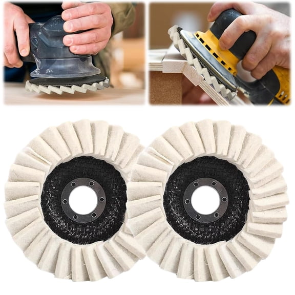 Wool Felt Flap Polishing Disc, 2025 New 4 Inch Wool Felt Polishing Wheel Disc for 100 Angle Grinder, Wool Polishing Wheel Disc Buffing Polishing, Buffer Bore Dia Metal kit for angle grinder (125MM*2)