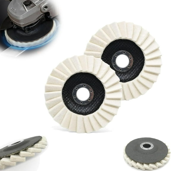 Wool Felt Flap Polishing Disc, Felt Flap Disc Abrasives, Wool Polishing Wheel Disc Buffing Pad, Premium Felt Buffing Pads for Metal, Marble Stone, Furniture Car Wax (4.5 in, 2)