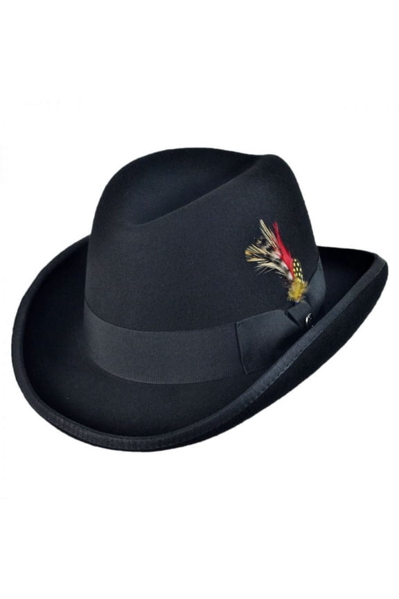 Wool Felt Homburg Hat - S - Black