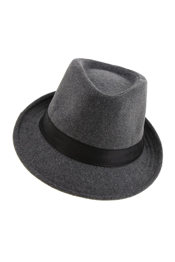 Wool Felt Men's Gangster Hat Trilby Fedora Narrow Brim Gray