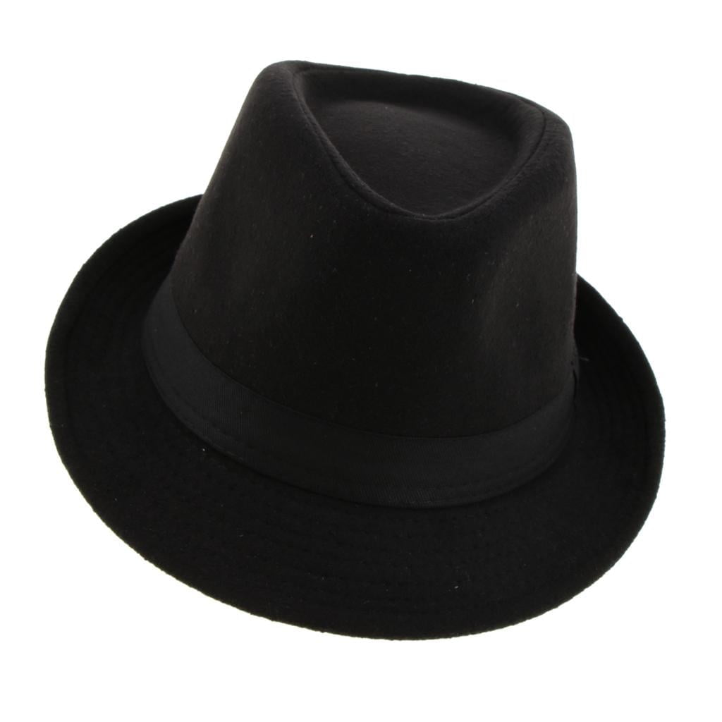 Wool Felt Men's Gangster Hat Trilby Fedora Narrow - Walmart.com