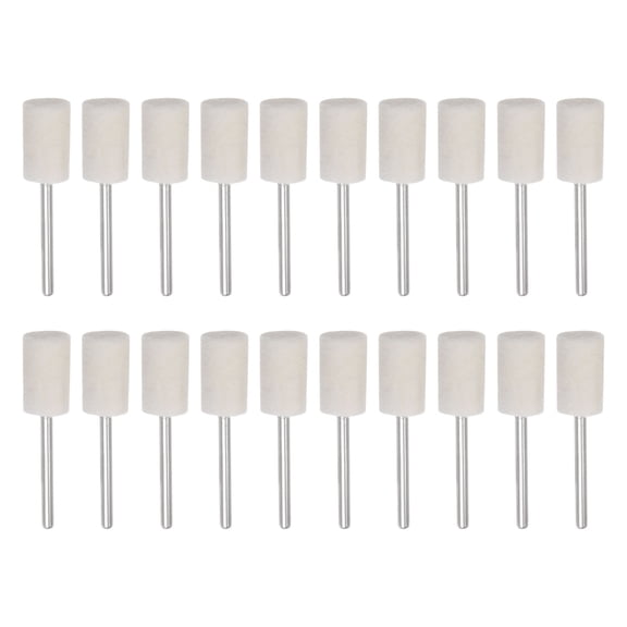 Wool Felt Mounted Mandrel 10mm x 17mm 1/8 Inch Shank Cylinder Bits, 20 Pieces