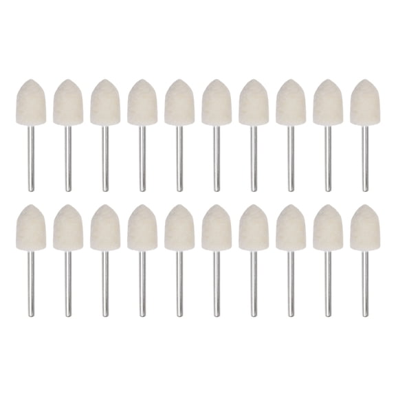 Wool Felt Mounted Mandrel 12mm x 17mm 1/8 Inch Shank Conical Bits, 20 Pieces