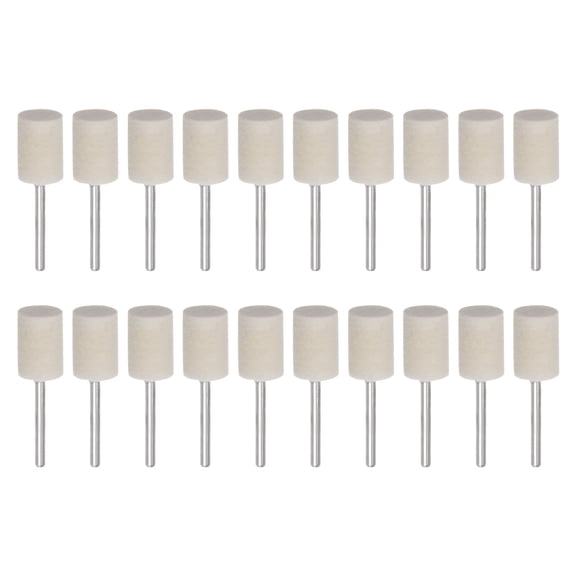 Wool Felt Mounted Mandrel 12mm x 17mm 1/8 Inch Shank Cylinder Bits, 20 Pieces