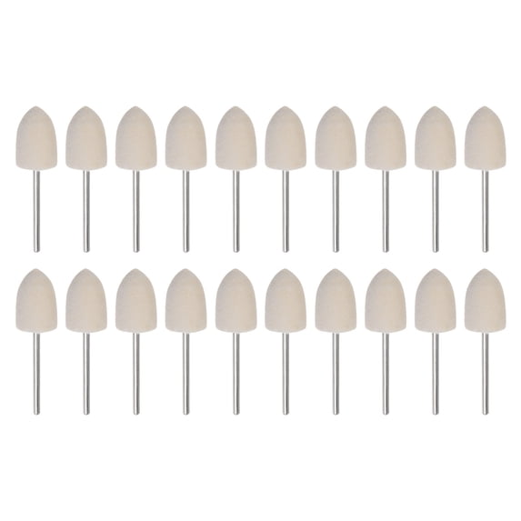 Wool Felt Mounted Mandrel 12mm x 18mm 1/10 Inch Shank Conical Bits, 20 Pieces