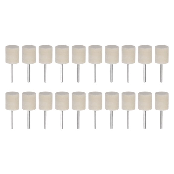 Wool Felt Mounted Mandrel 16mm x 20mm 1/8 Inch Shank Cylinder Bits, 20 Pieces