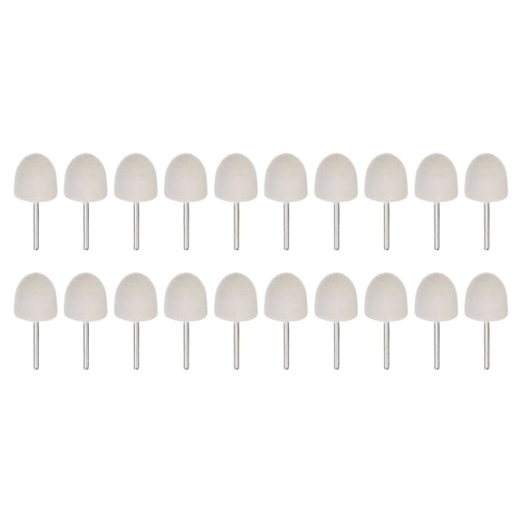 Wool Felt Mounted Mandrel 20mm x 20mm 1/8 Inch Shank Conical Bits, 20 Pieces