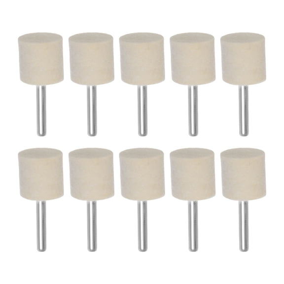 Wool Felt Mounted Mandrel 25mm x 27mm 1/4 Inch Shank Cylinder Bits, 10 Pieces