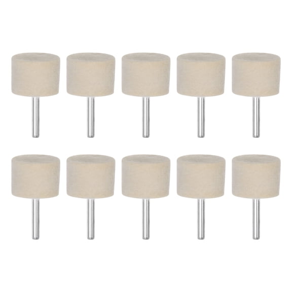 Wool Felt Mounted Mandrel 35mm x 27mm 1/4 Inch Shank Cylinder Bits, 10 Pieces