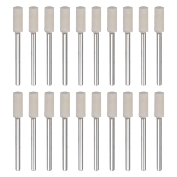 Wool Felt Mounted Mandrel 5mm x 12mm 1/8 Inch Shank Cylinder Bits, 20 Pieces