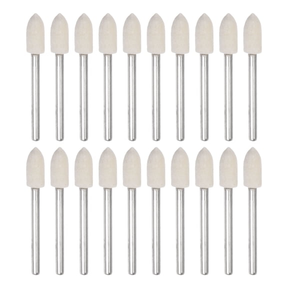 Wool Felt Mounted Mandrel 6mm x 13mm 1/8 Inch Shank Conical Bits, 20 Pieces