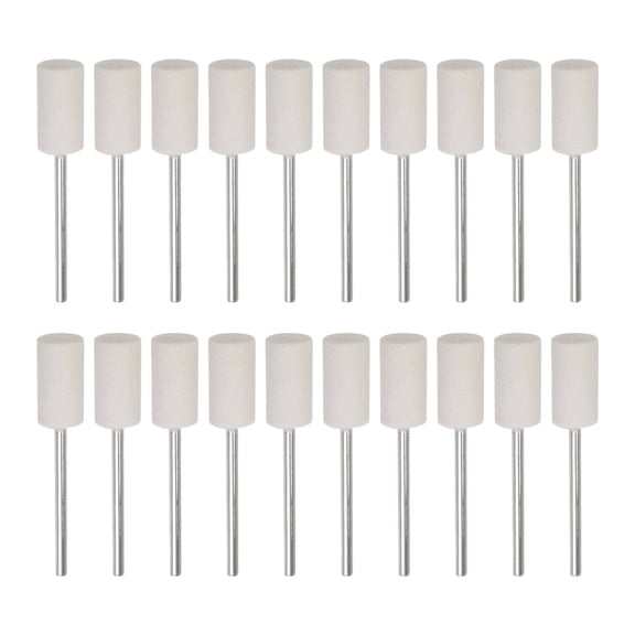 Wool Felt Mounted Mandrel 8mm x 16mm 1/10 Inch Shank Cylinder Bits, 20 Pieces