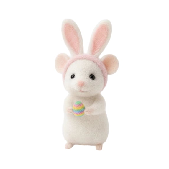 Wool Felt Mouse Decorations, Easter Egg Themed Felt Craft Decor With Handmade Soft Fabric Design, For Home Party Holiday Decor, Easter Party Supplies, Table Centerpiece Display,