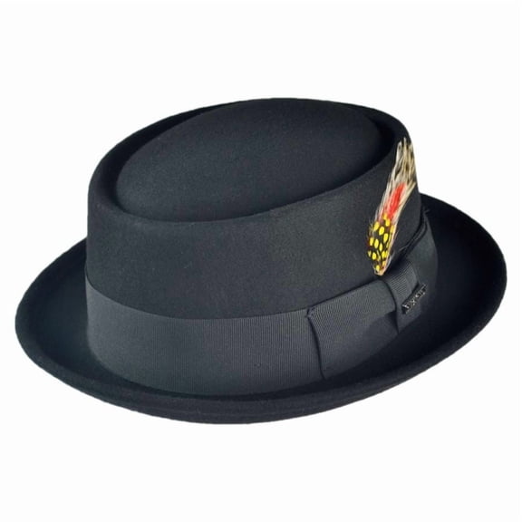 Wool Felt Pork Pie Hat - Black - XXL - Black