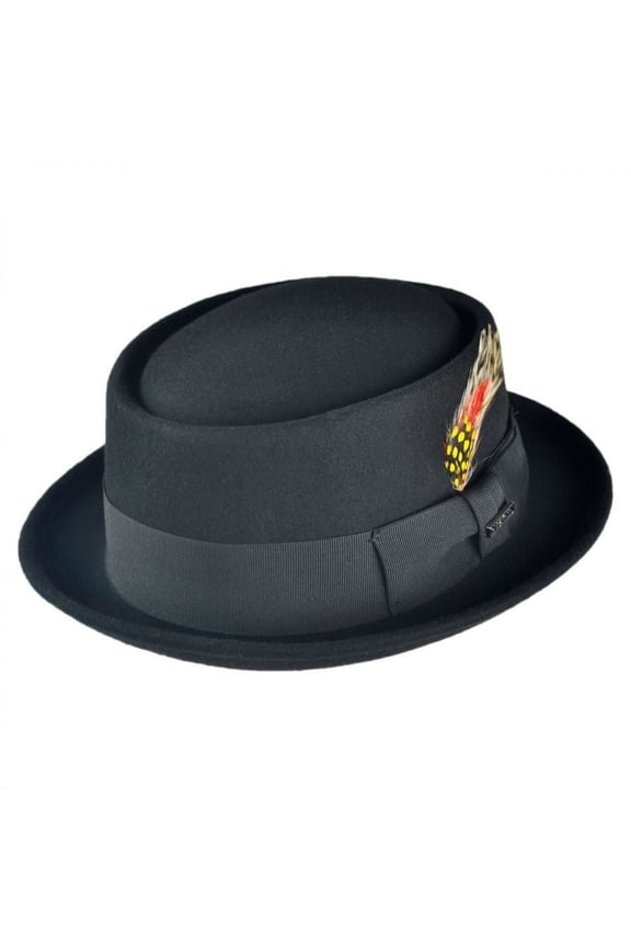 Wool Felt Pork Pie Hat - S - Black