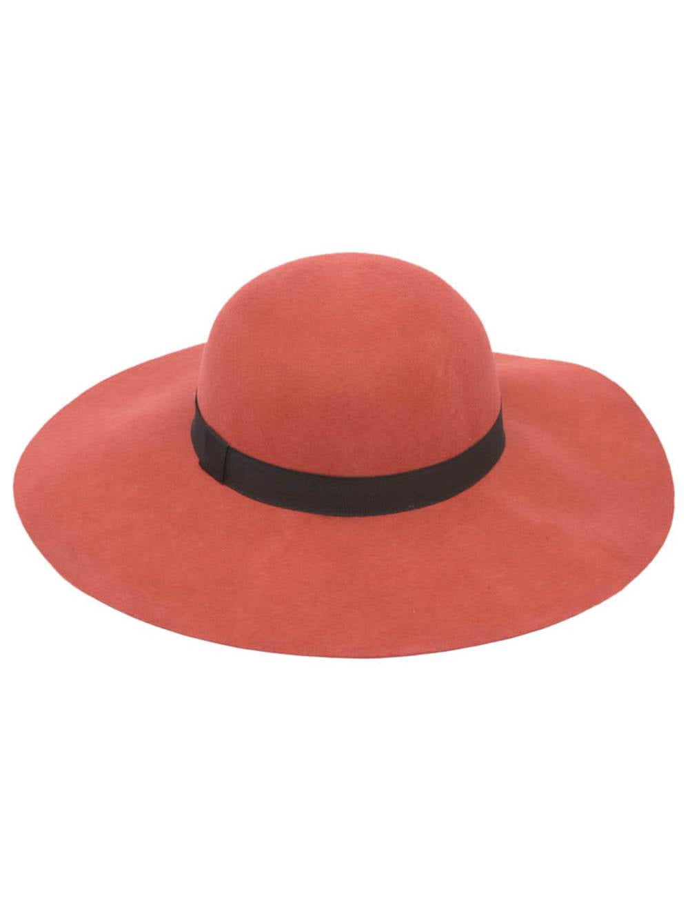 Wool Felt Wide Brim Sun Hat with Band - Rust - Walmart.com display picture 1