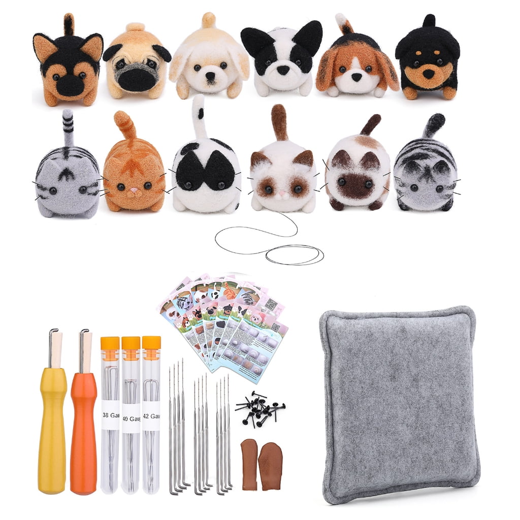 Wool Felting Tool with Needle Instruction Wool Roving Finger Cots Wood HandleAn1ma1Needle Felting Supplies, Beginner Wool Felting Supplies