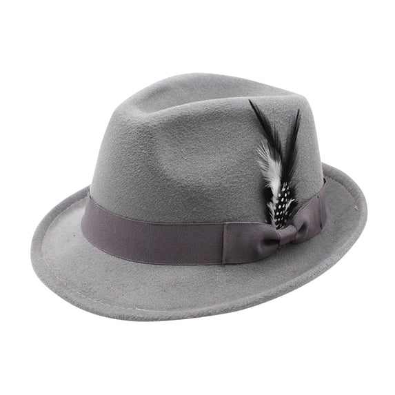 Wool Felts Jazz Hat Fedora Hats for Men & Women Wide Brim Felt Hat Dress Trilby Hats Comfortable Fit, Ideal for Beer Festivals & Celebrations Light Gray