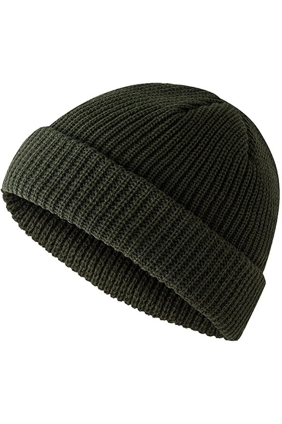 Wool Fisherman Beanies for Men Women Short Cuff Knit Beanie Winter Warm Hats Trawler Hat Stylish Watch Cap