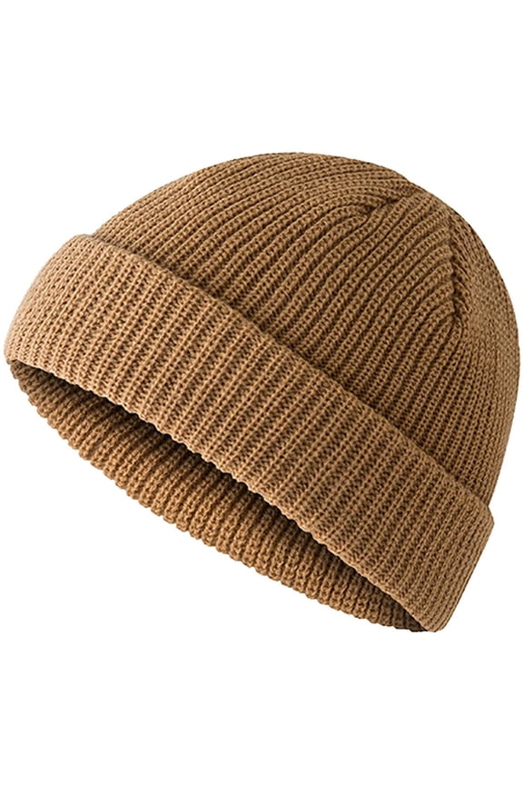 Wool Fisherman Beanies for Men Women Short Cuff Knit Beanie Winter Warm Hats Trawler Hat Stylish Watch Cap