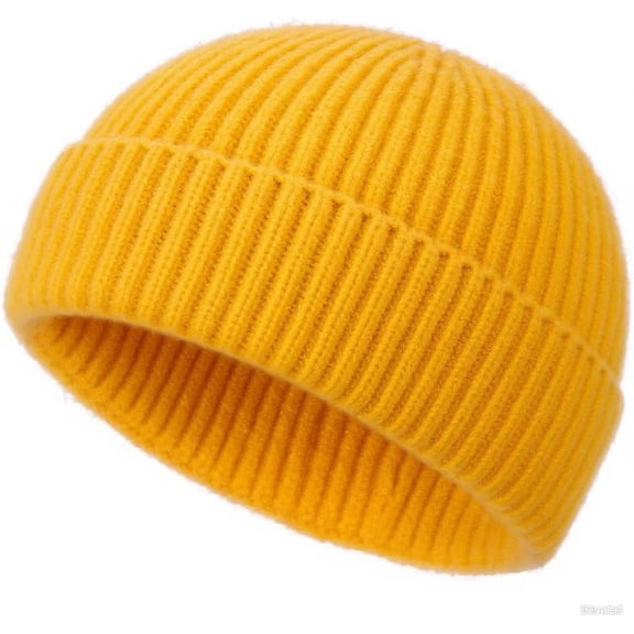Wool Fisherman Beanies for Men Women, Short Knit Fall Winter Warm Beanie, Watch Cap, Cuffed Trawler Hats, Skull Caps