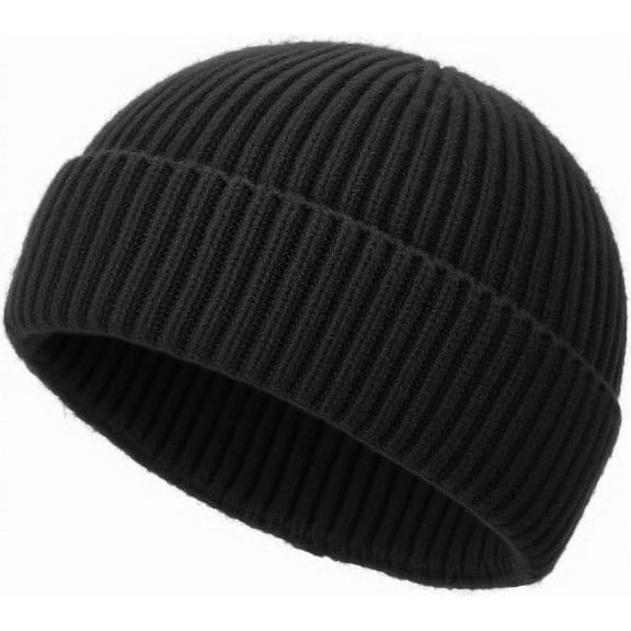 Wool Fisherman Beanies for Men Women, Short Knit Fall Winter Warm Beanie, Watch Cap, Cuffed Trawler Hats, Skull Caps