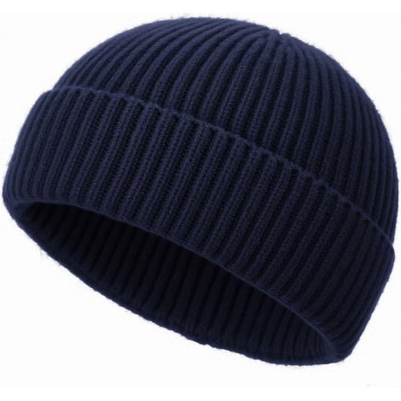 Wool Fisherman Beanies for Men Women, Short Knit Fall Winter Warm Beanie, Watch Cap, Cuffed Trawler Hats, Skull Caps