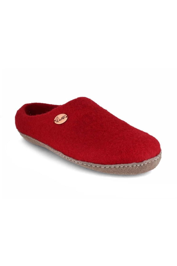 Wool	Fit&reg; Felt Slippers | Footprint, dark red